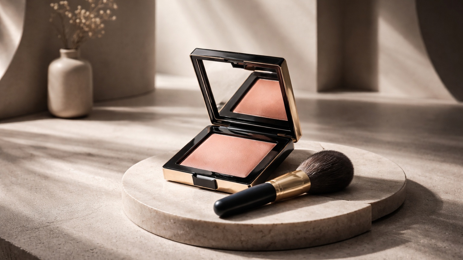 Powder blush compact representing powder blush reviews