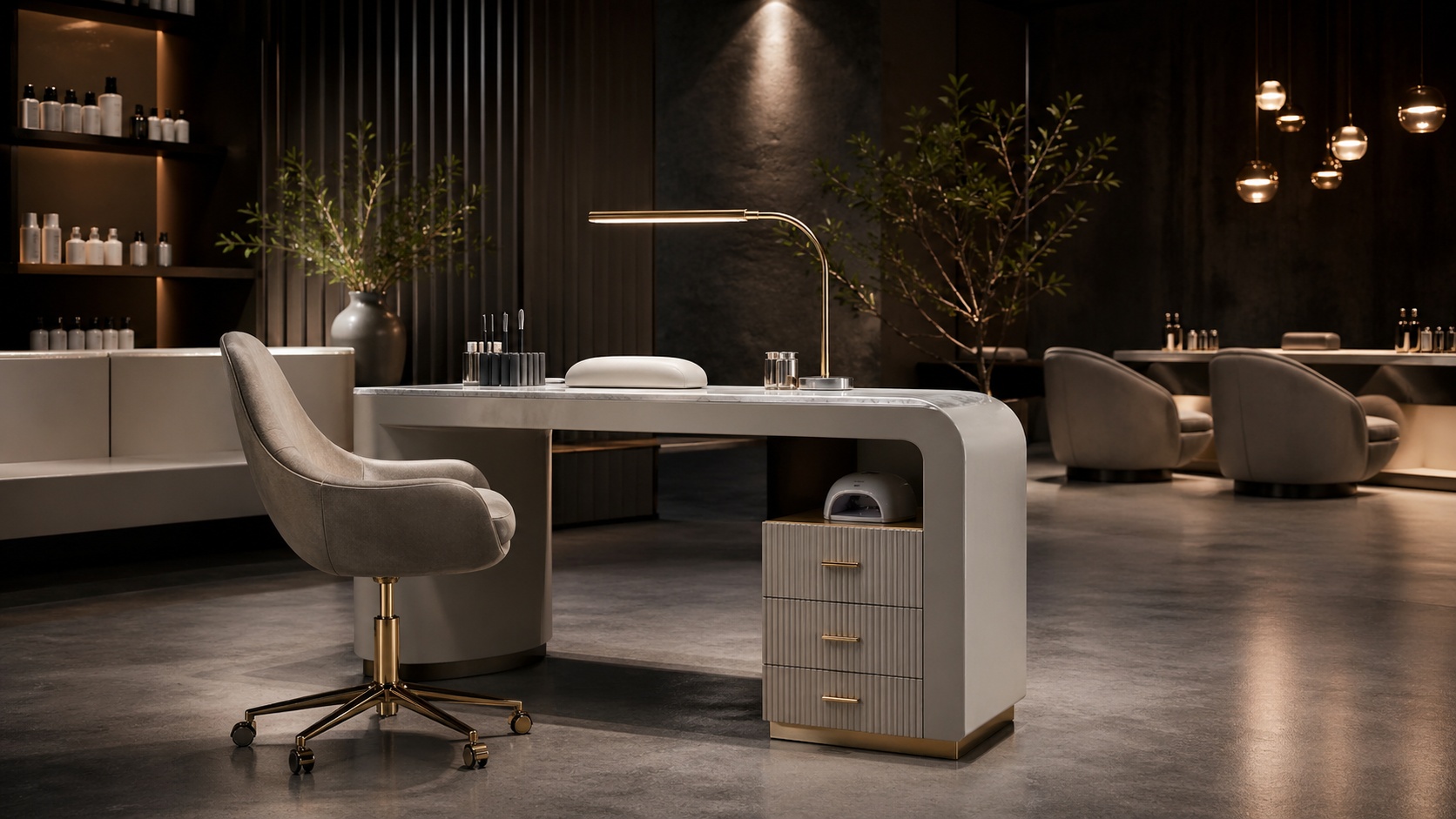Salon manicure table workstation for nail technicians