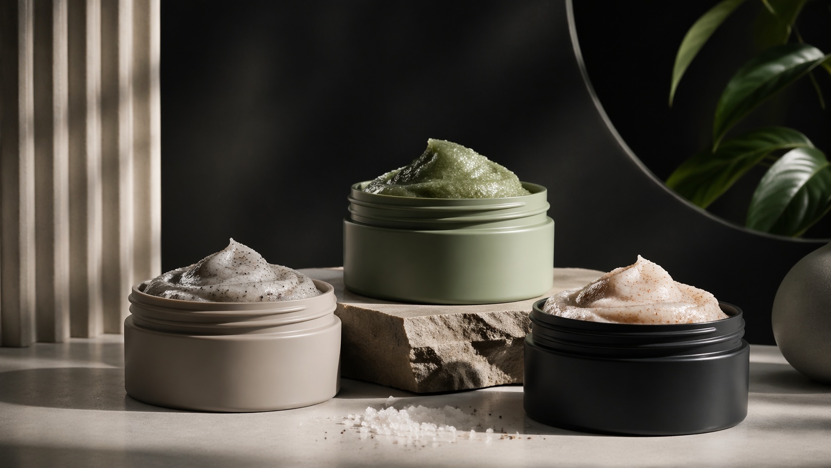 Scalp scrub texture representing exfoliating scalp care
