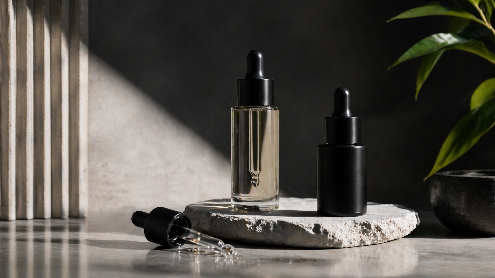 Dropper serum bottle representing targeted scalp treatments