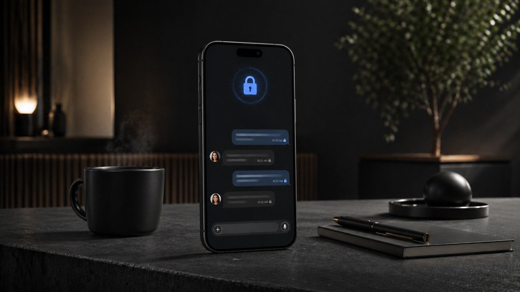 Secure messaging apps with lock icon representing private communication