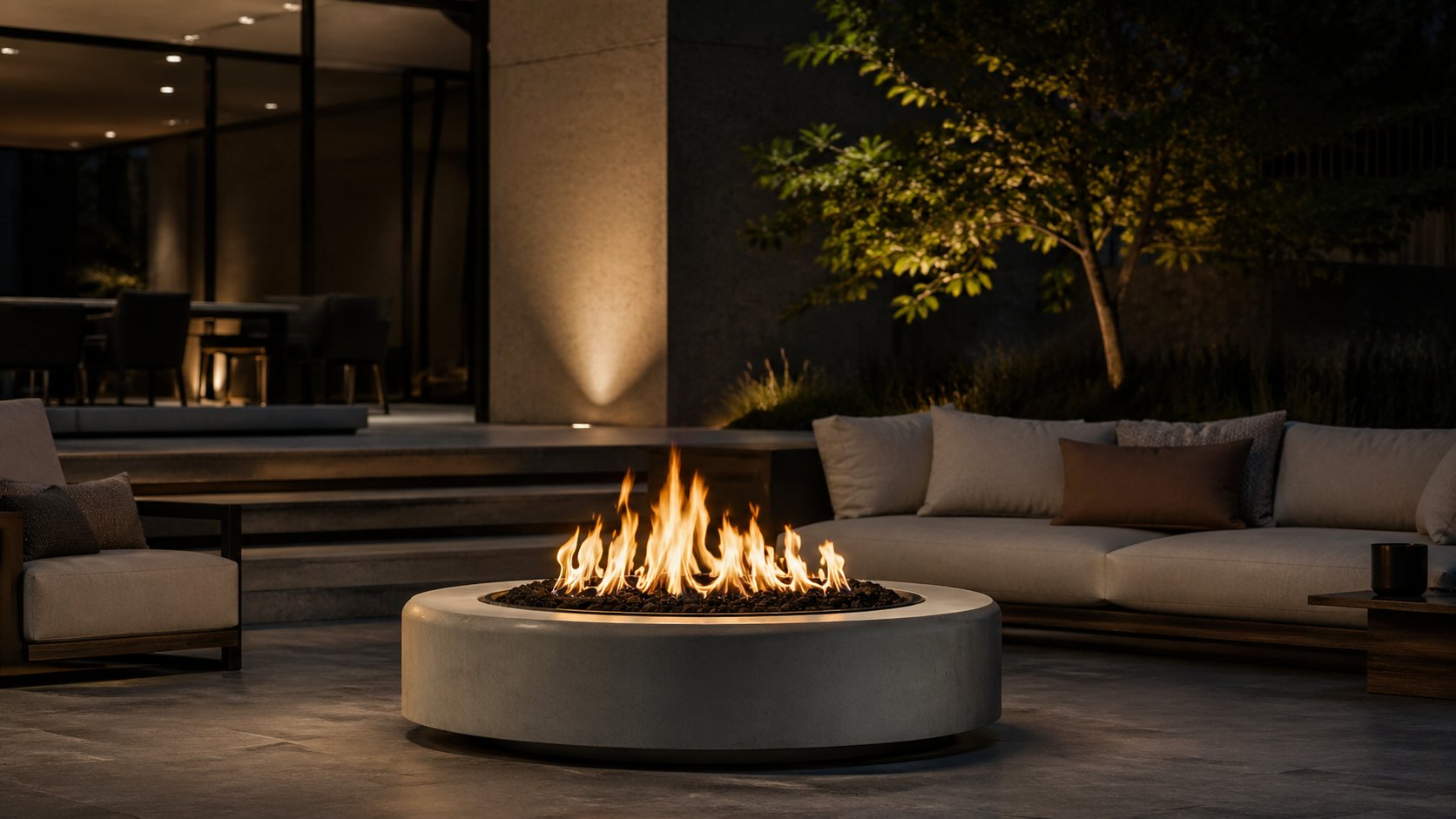 Smokeless fire pit representing low-smoke outdoor heating