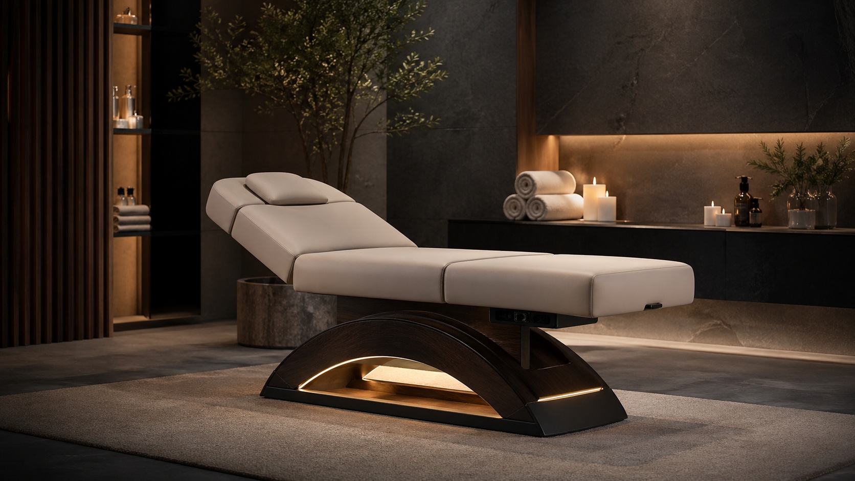 Spa facial bed representing treatment comfort and professional spa setup