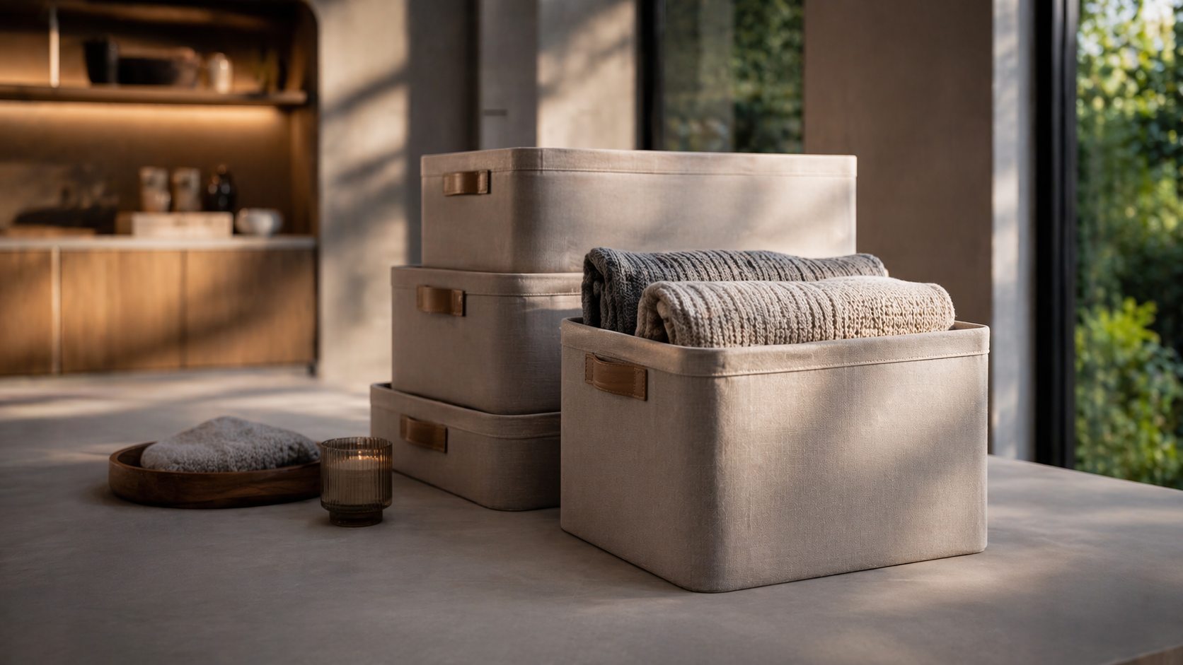 Storage bins representing stackable home storage solutions