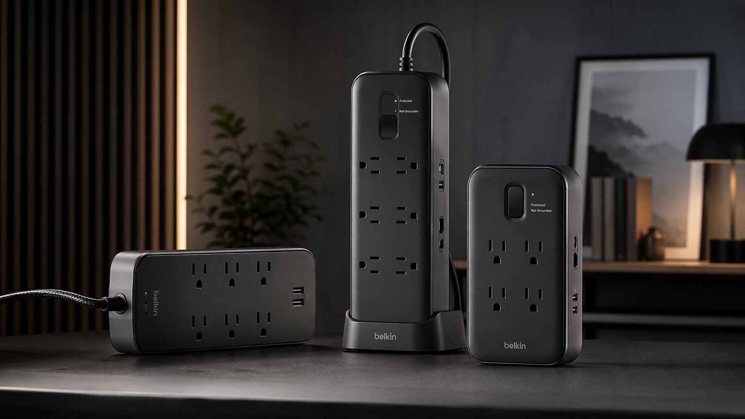 Surge protectors representing device protection and power distribution