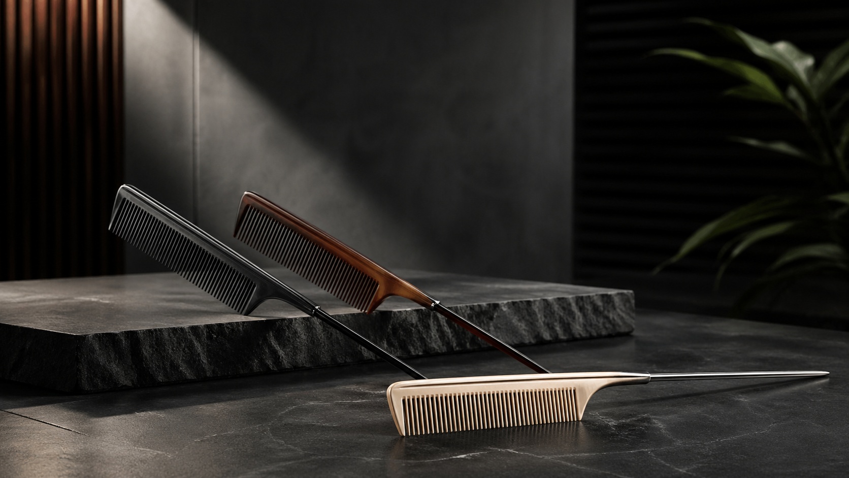 Tail comb for precise sectioning and parting hair