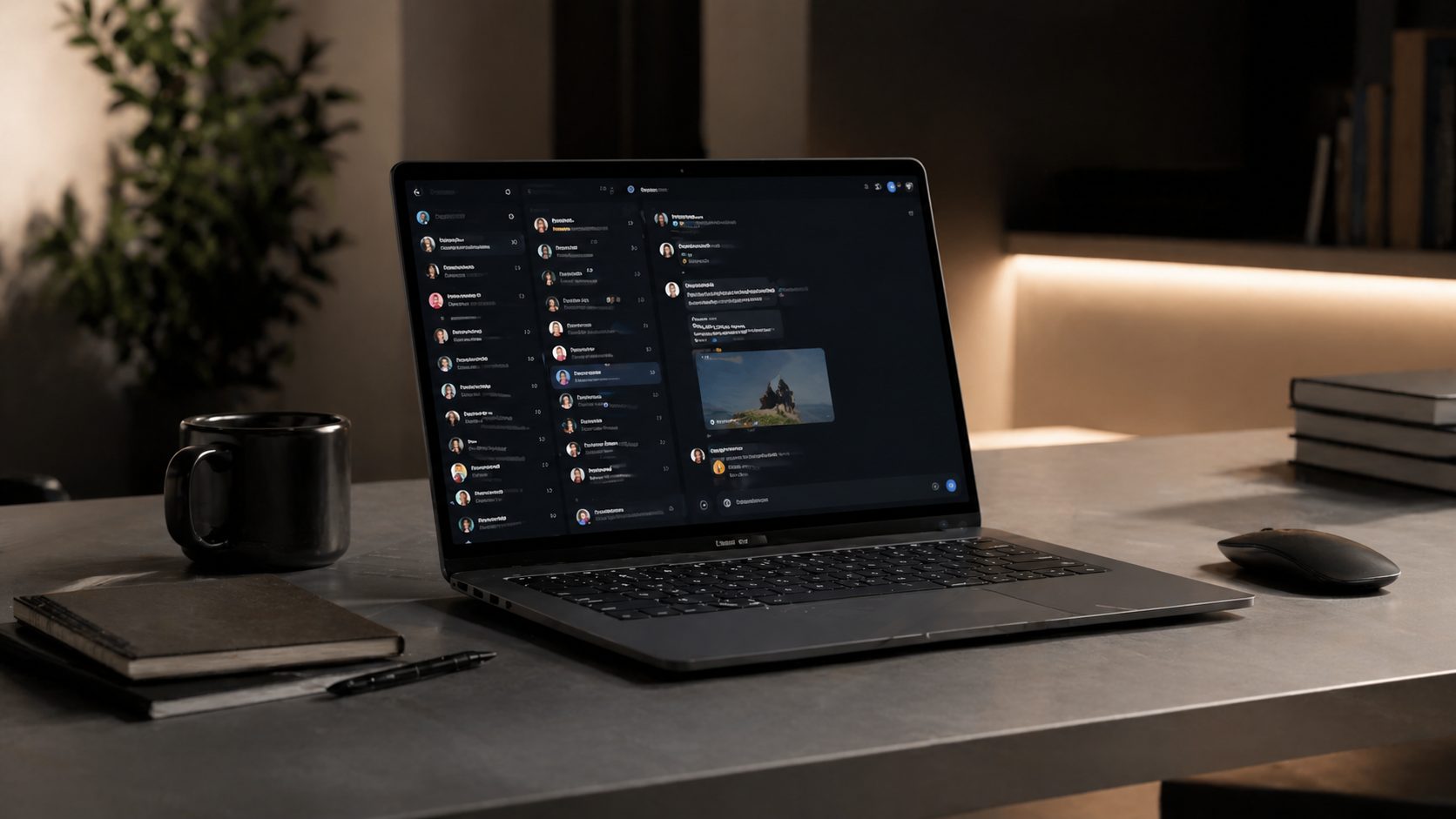 Team messaging apps interface on a laptop representing team collaboration tools