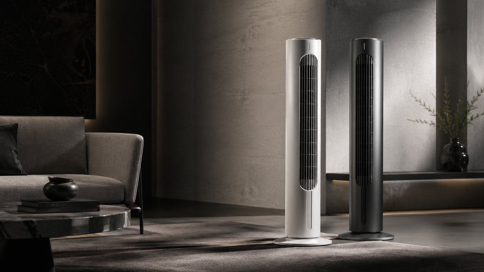 Tower fan representing slim room cooling and air circulation