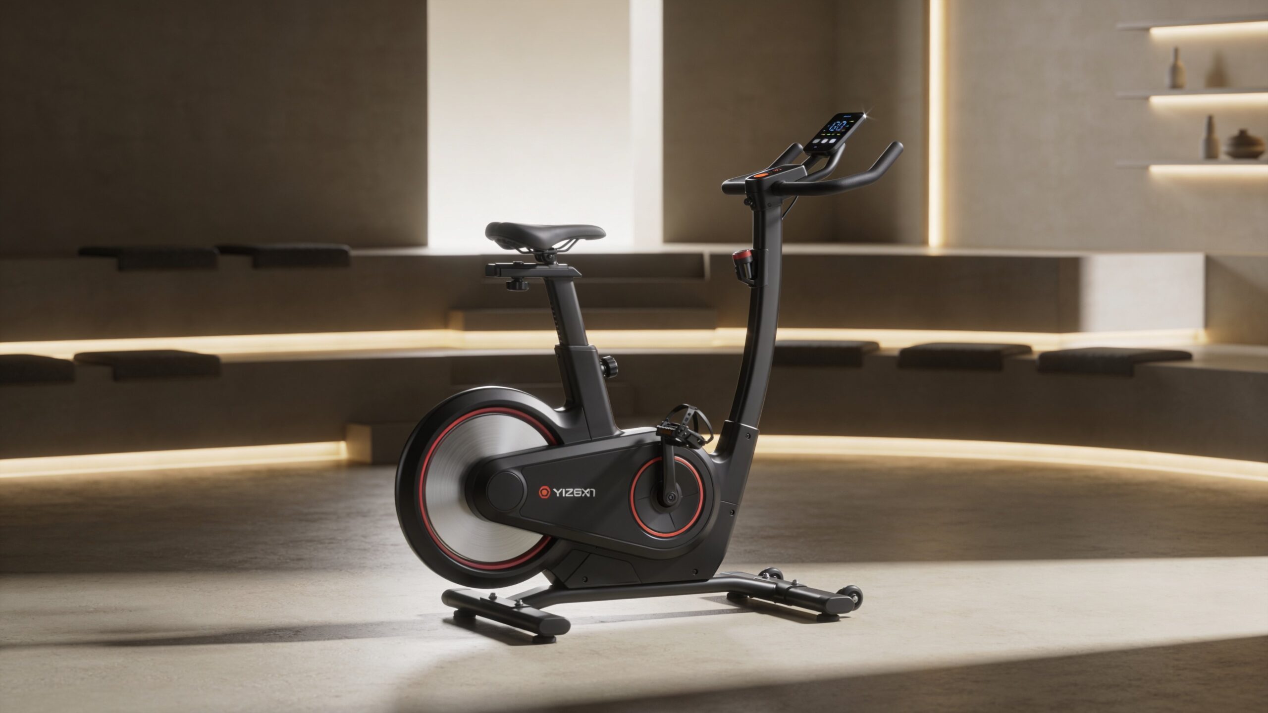 Upright exercise bike representing compact home cardio