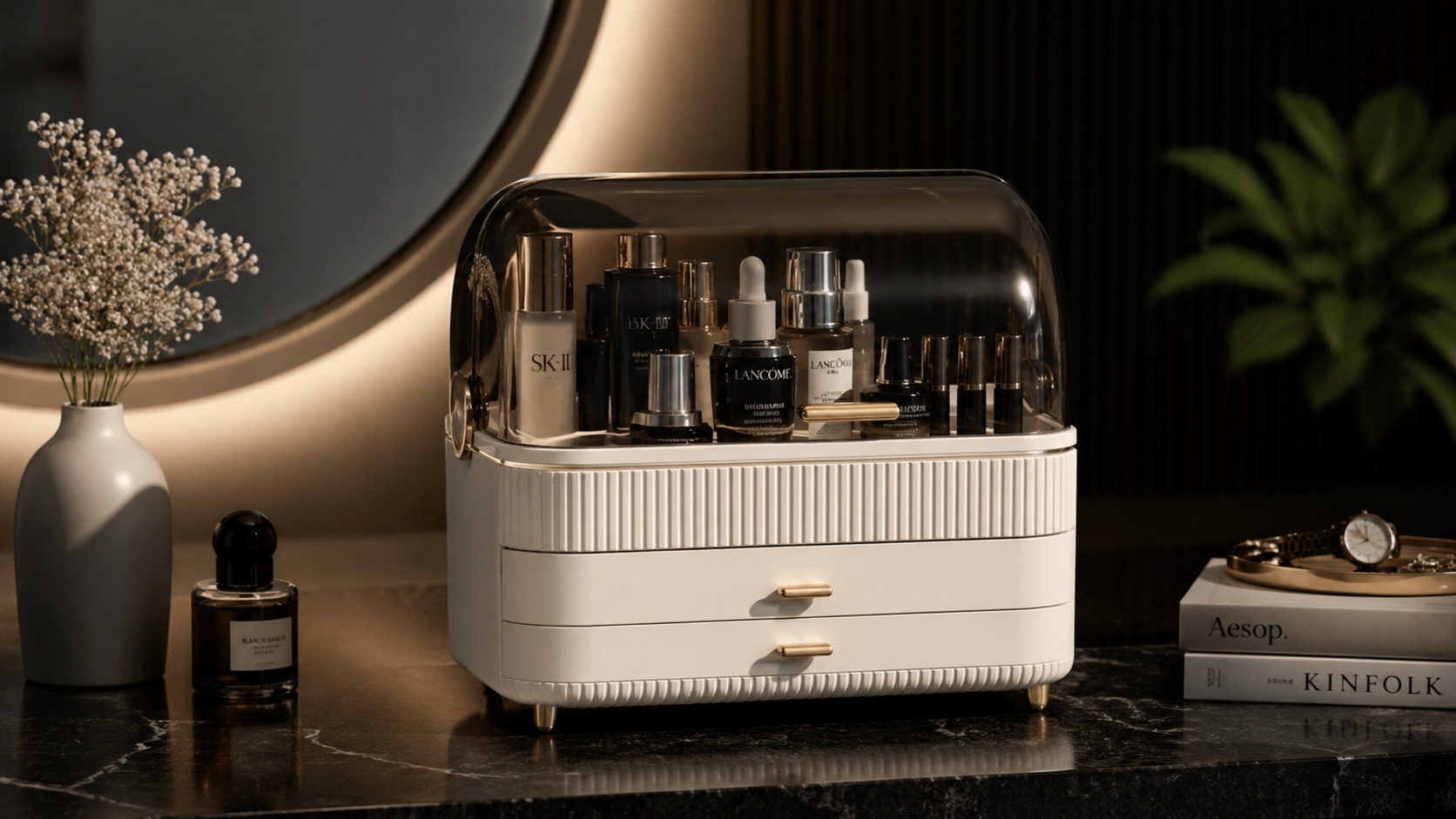 Vanity organizers for full beauty setups
