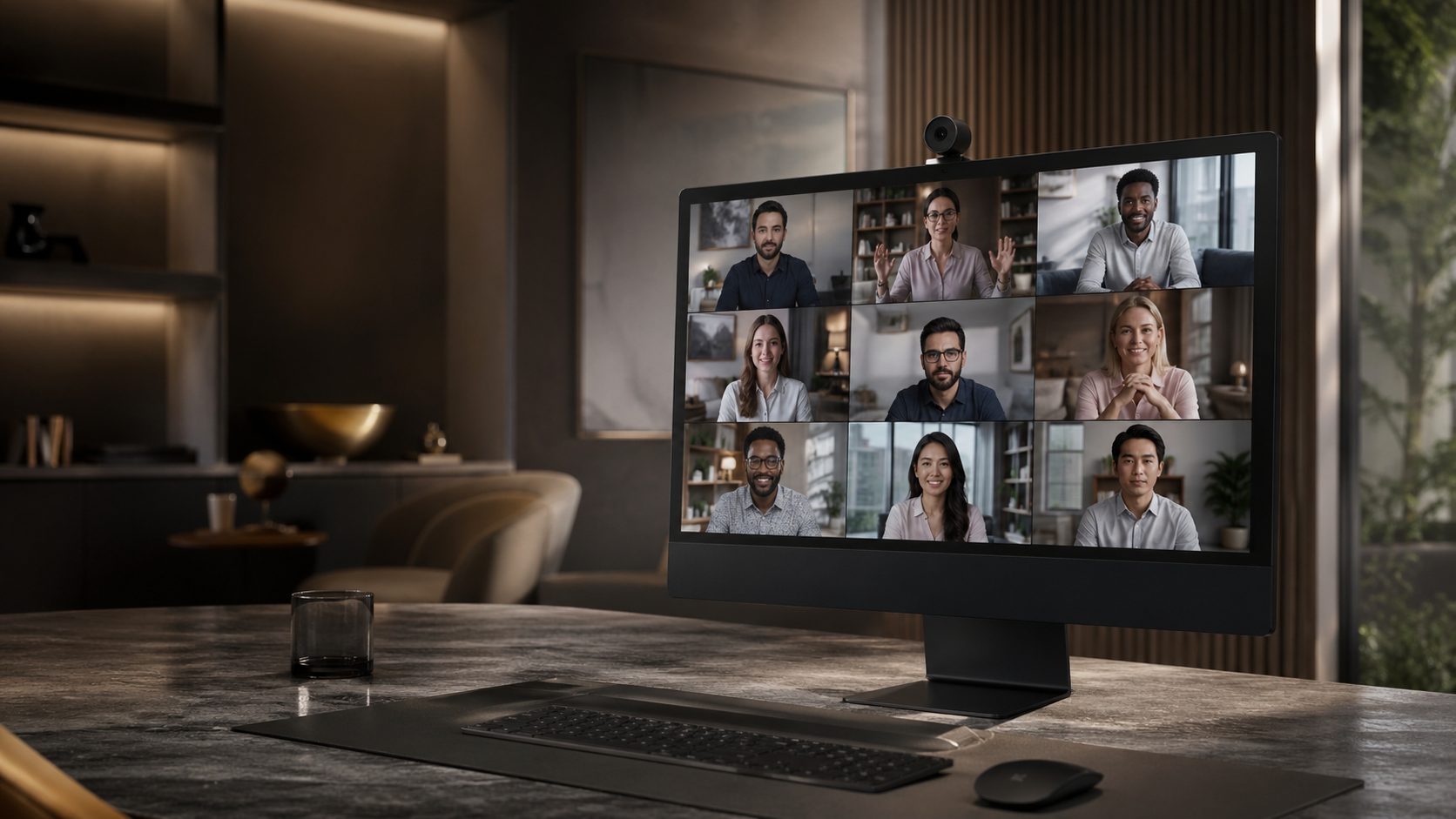 Video meeting software interface for team calls and collaboration