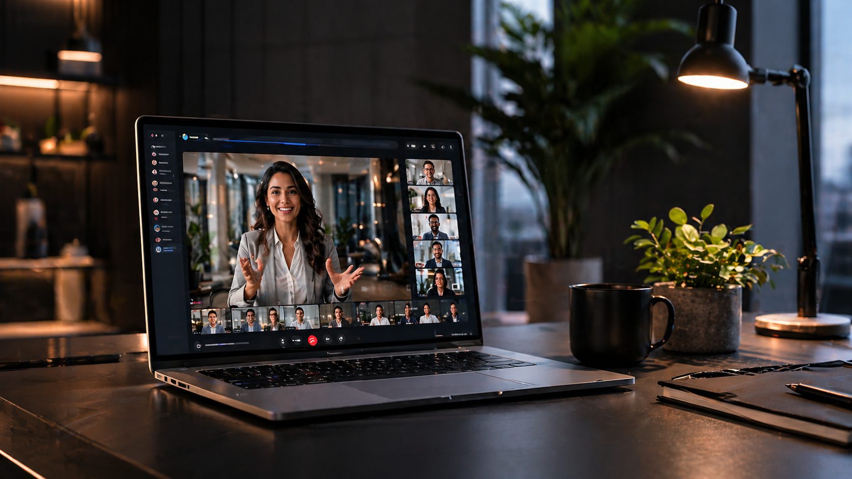 Webinar platform hosting a live presentation with audience engagement tools