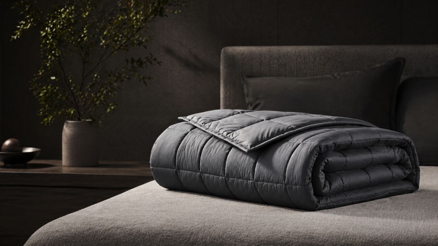 Weighted blanket providing calming pressure for better sleep