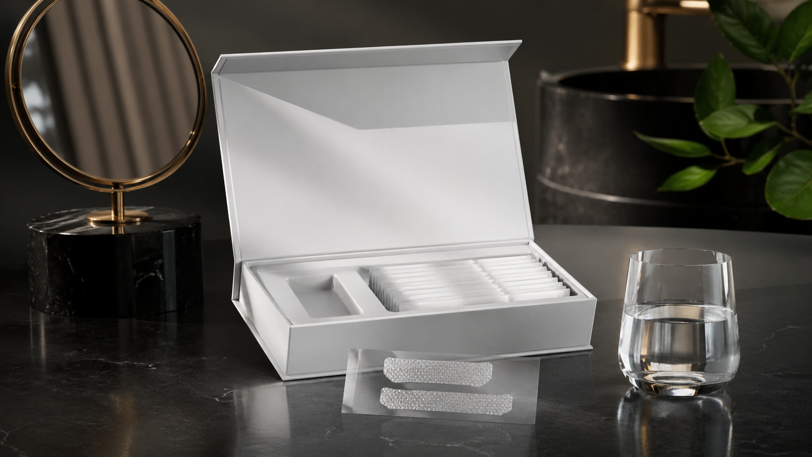 Whitening strips for at-home teeth whitening