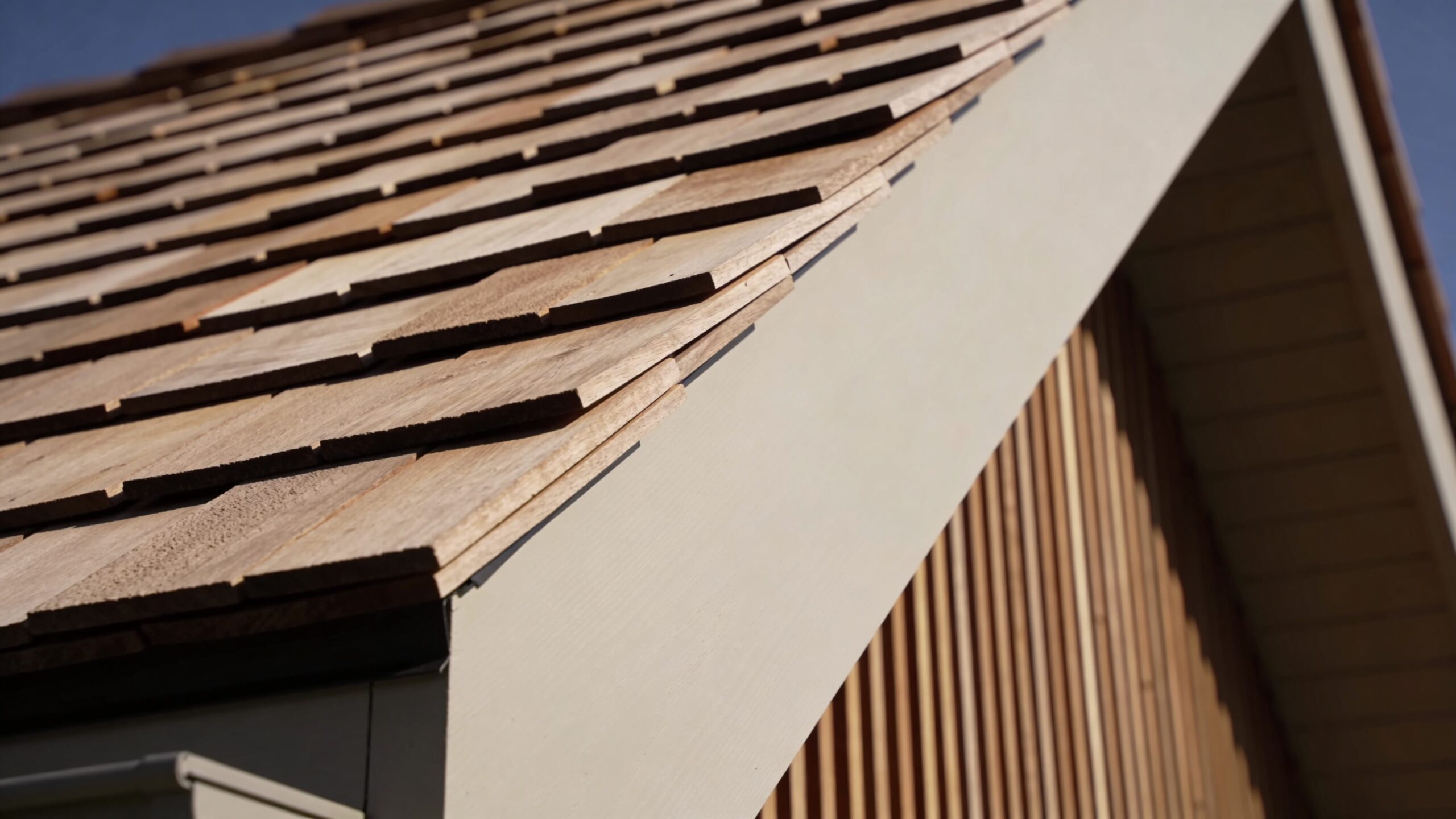 Wood shingles and shakes on rustic home roof
