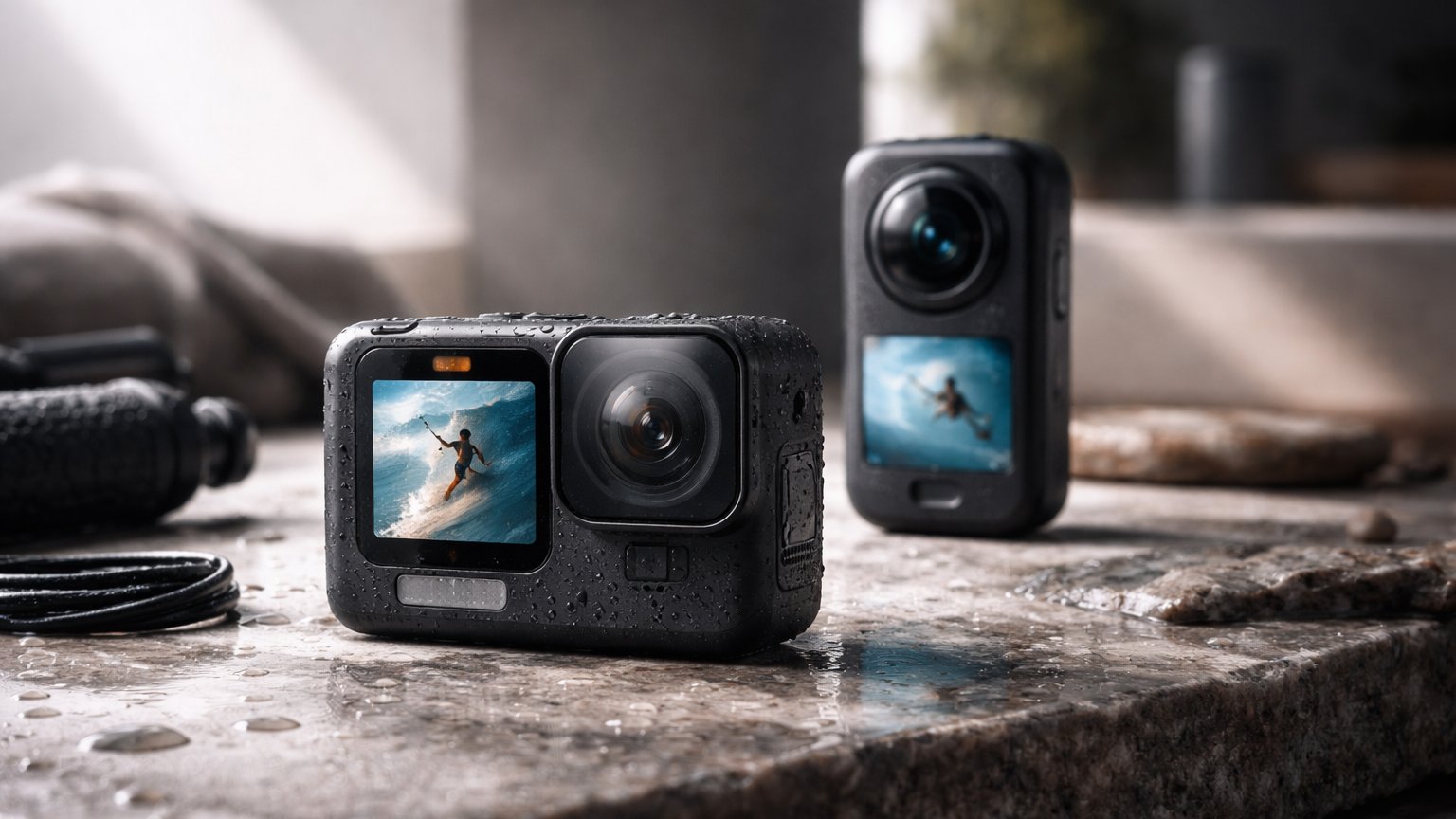 Waterproof action camera used for underwater and outdoor filming