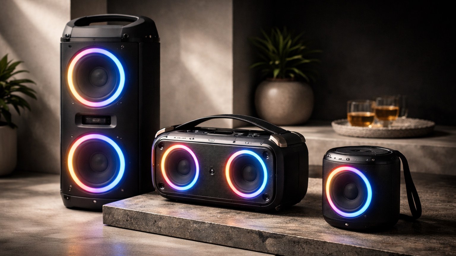 Large party speaker with powerful sound and lights