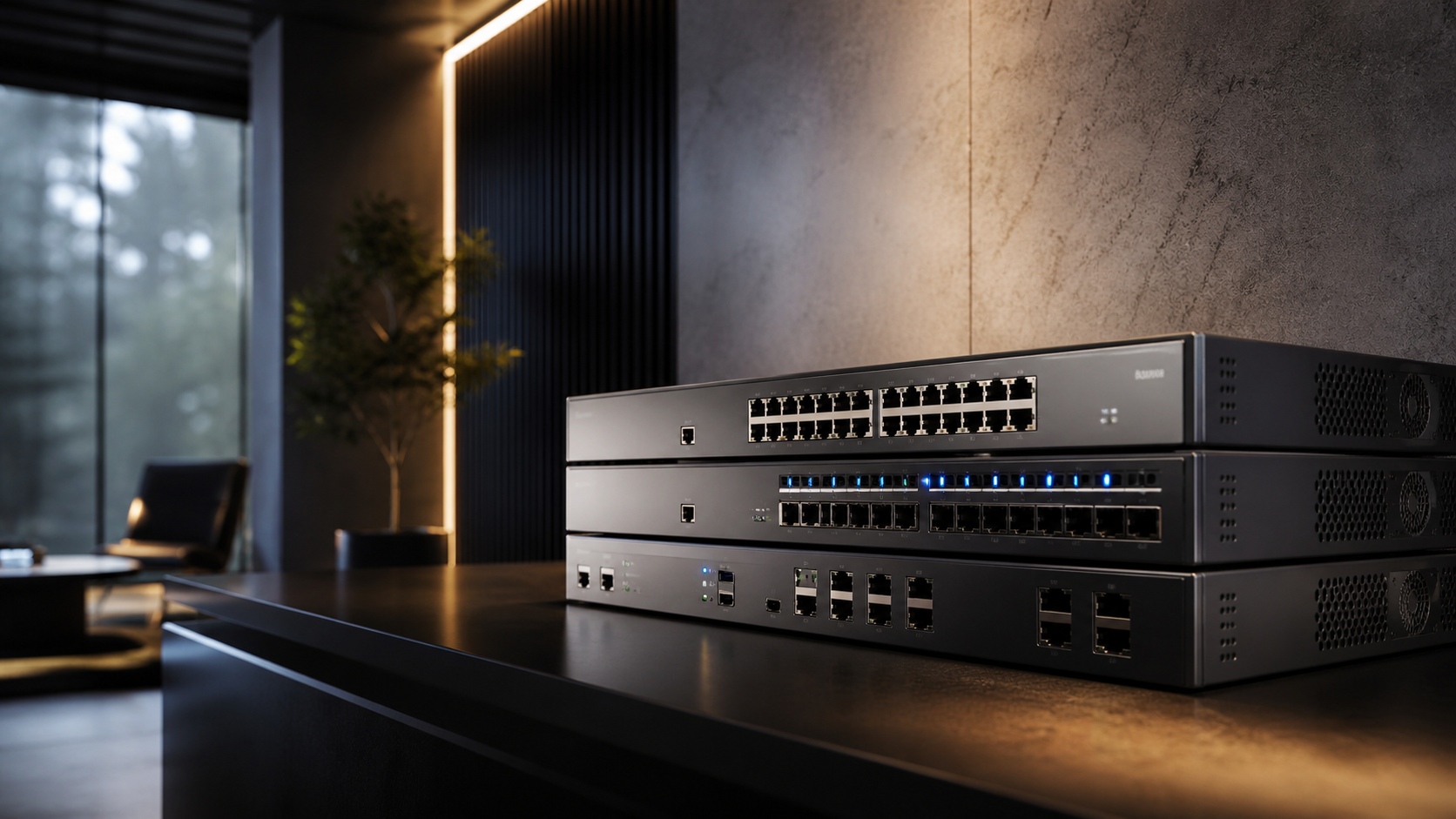 Network infrastructure including routers, switches, and firewalls
