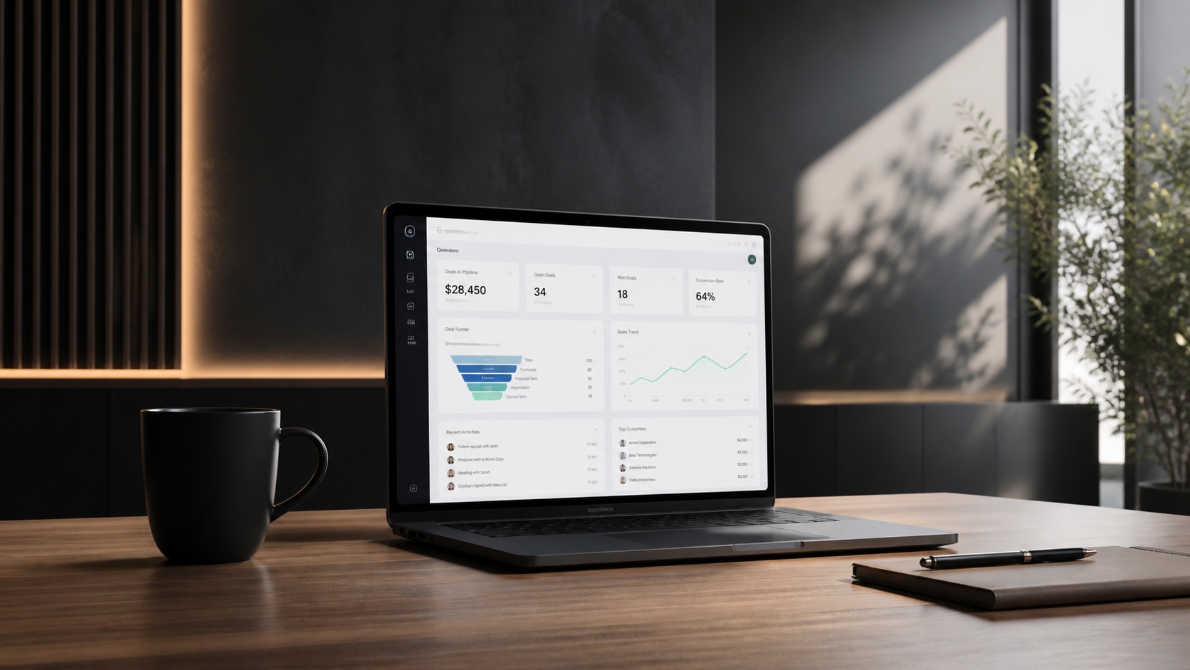 Small business CRM dashboard for managing customers and sales