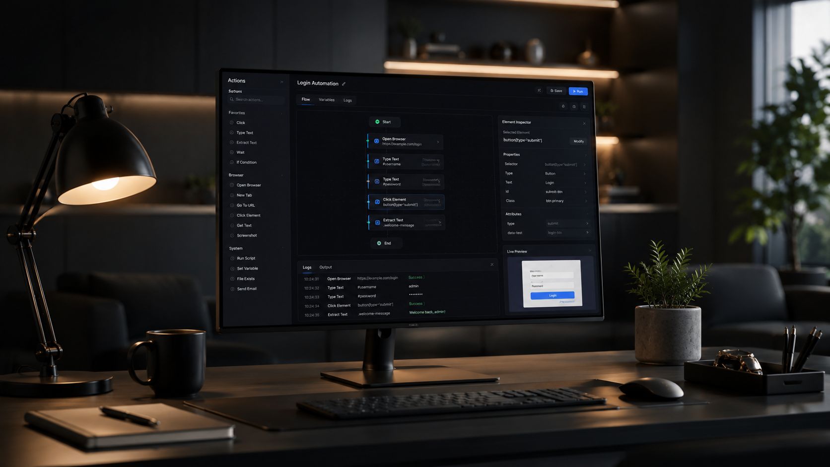 UI automation tools representing automated interface workflows