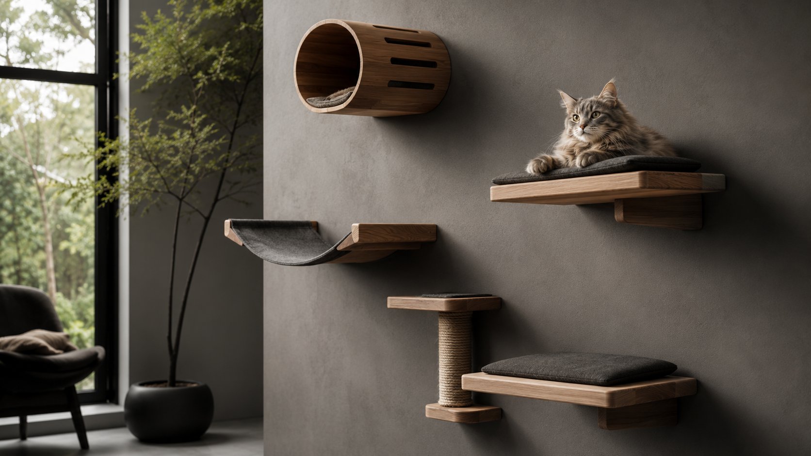 Wall-Mounted Cat Shelves