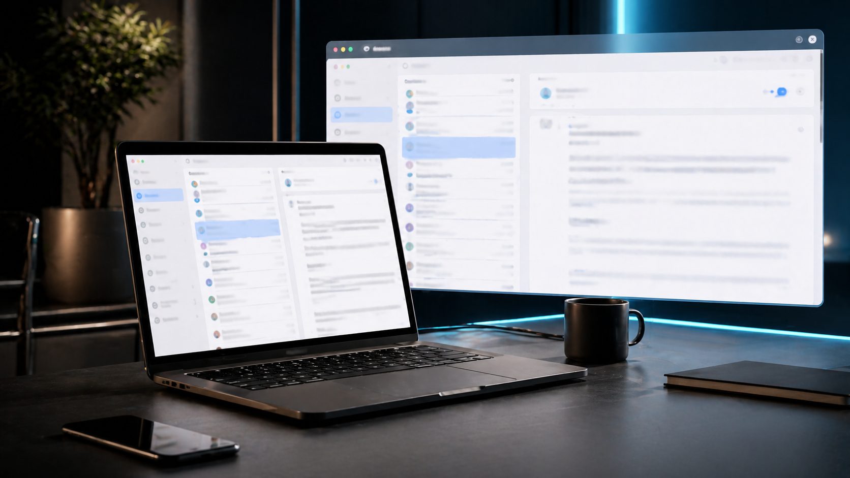 Web-based email interface representing cloud email clients