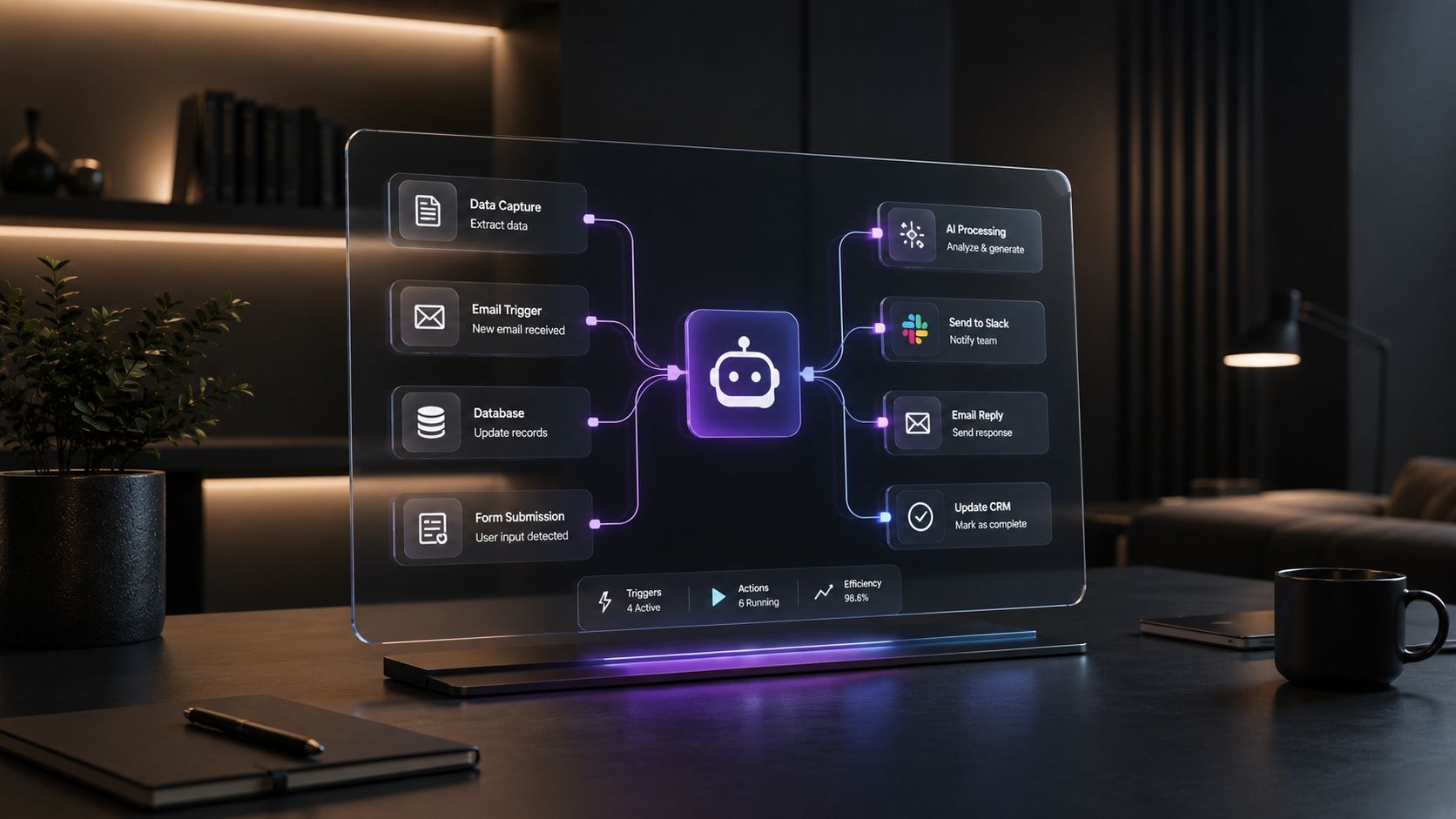 Workflow automation AI representing connected business automations