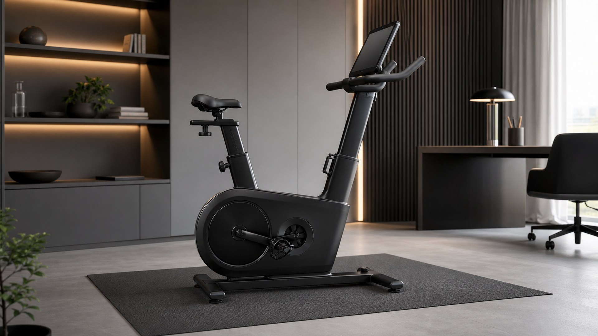 CAROL Bike 2.0 compact connected exercise bike in a modern home office gym