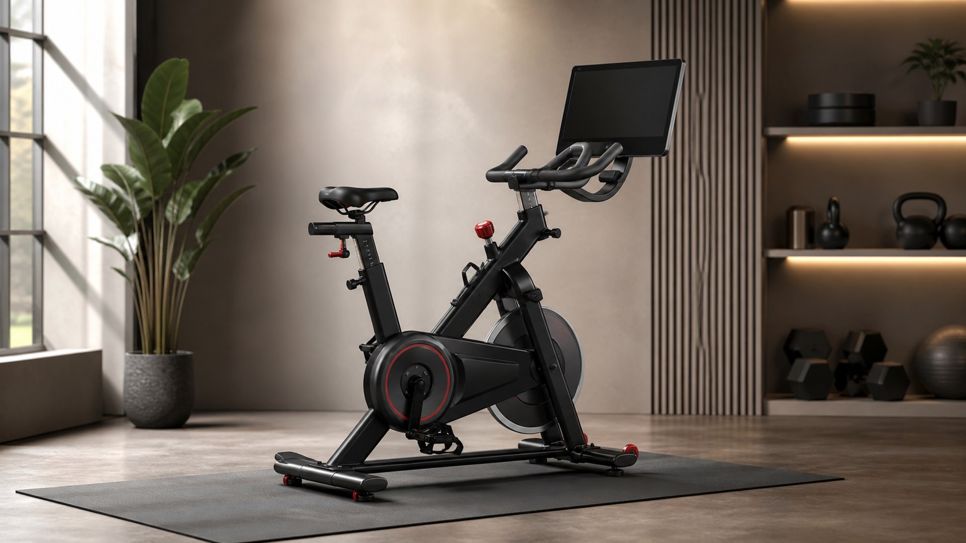 Echelon EX-5s smart connect bike in a compact home gym