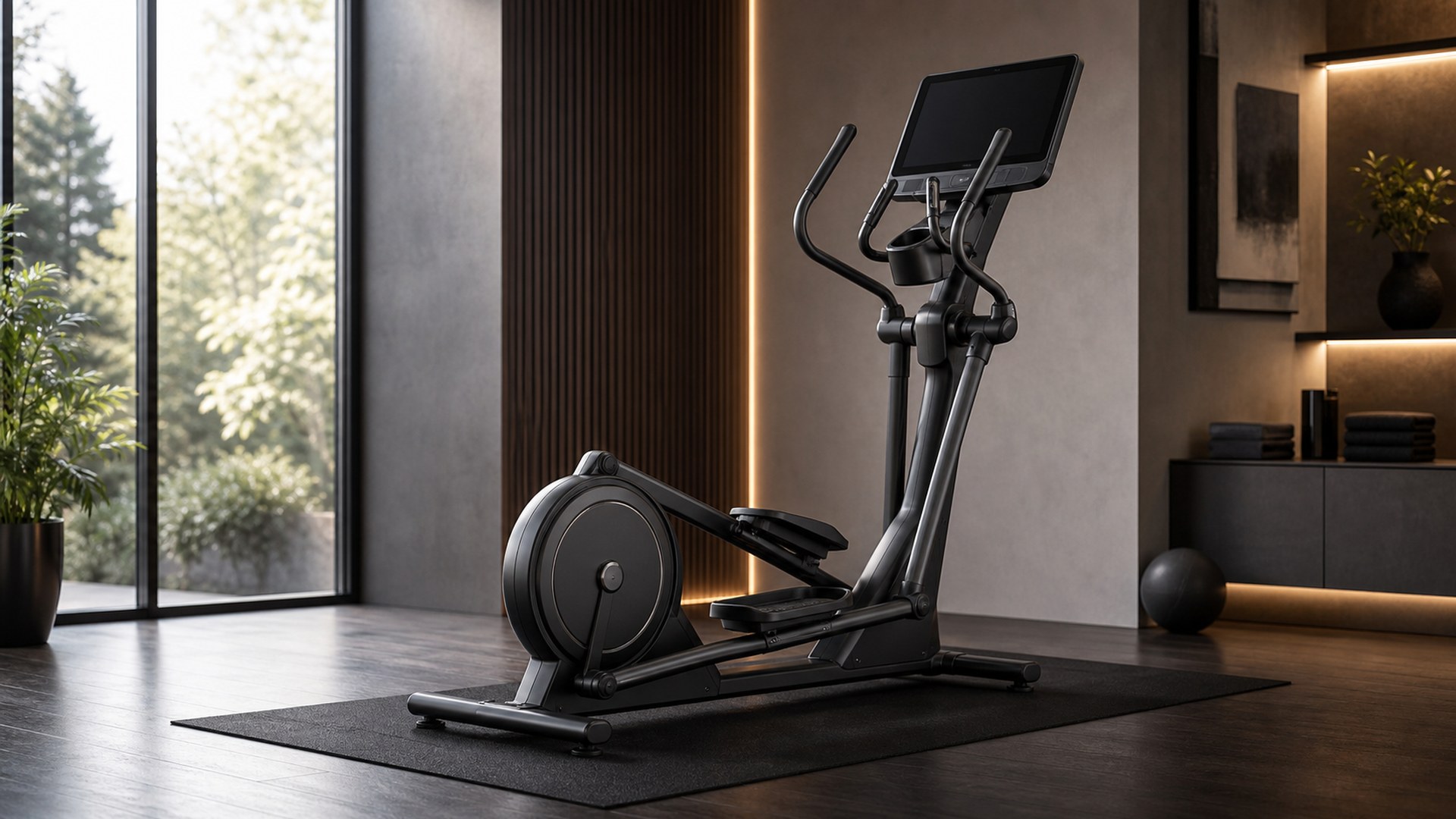 NordicTrack AirGlide 14i front drive elliptical in an upscale cardio room
