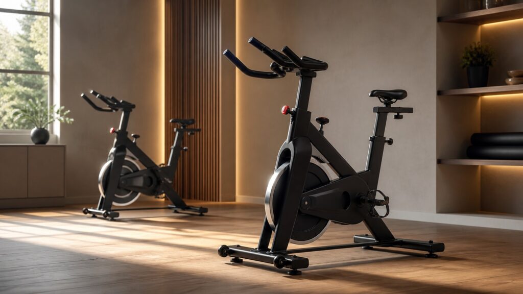 Spin bikes for home use in a modern home gym