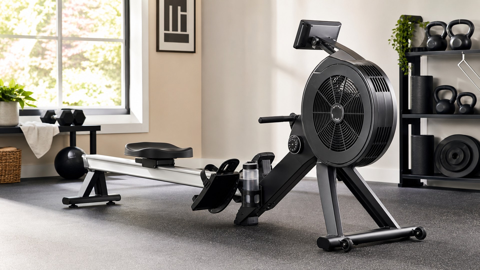 Sunny ASUNA 8570 Windmill Air Magnetic Rower in a home gym