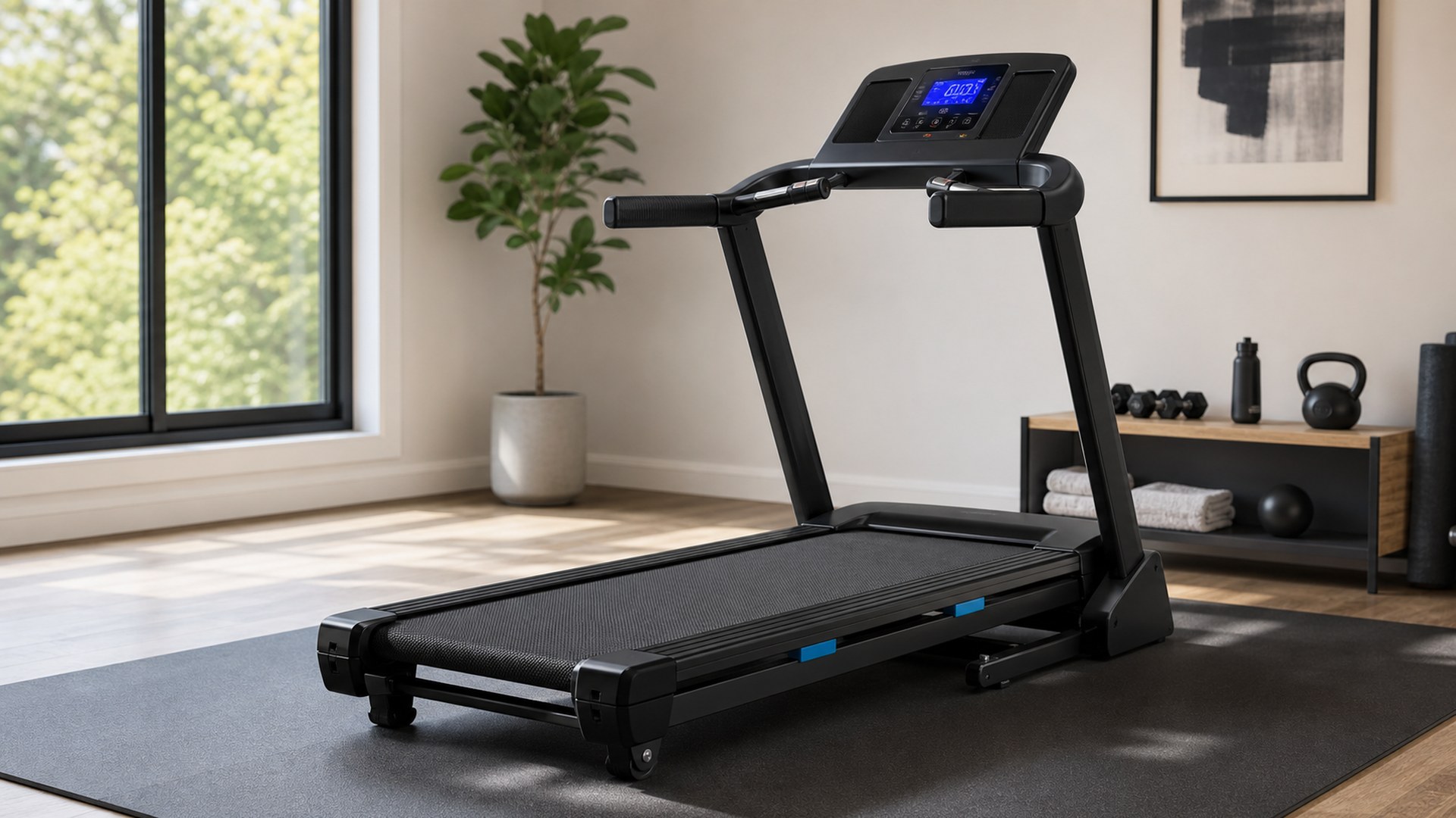 XTERRA TRX3500 folding treadmill in a clean home fitness room