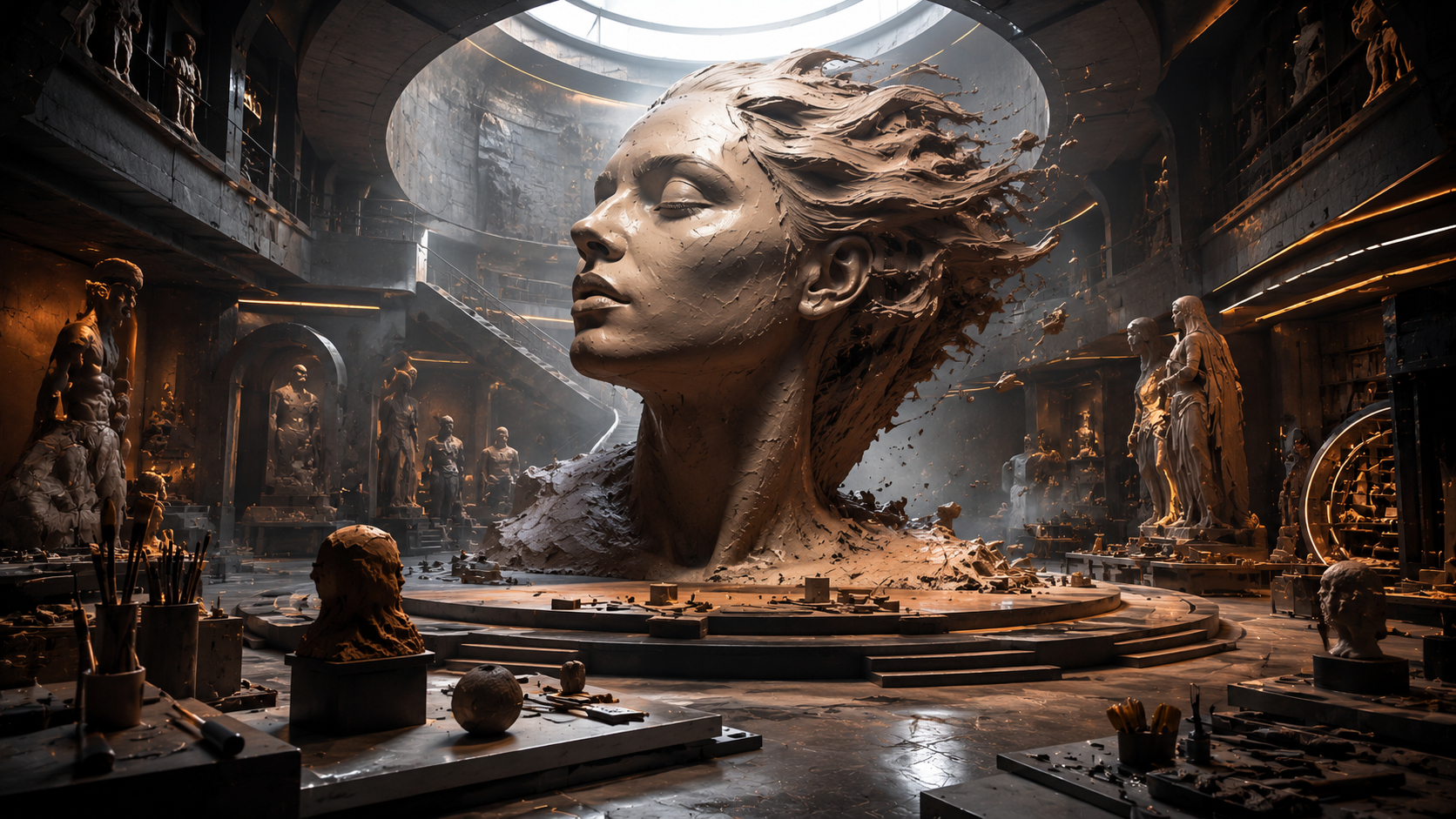ZBrush for giant prop surface sculpting and detail design