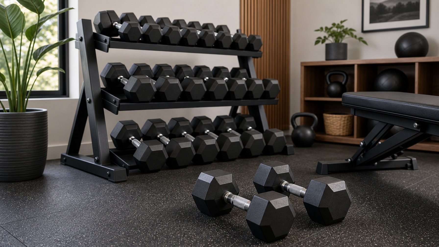 Rubber Hex Dumbbells