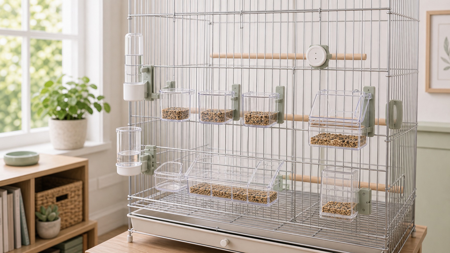 Cage-Mounted Bird Feeders