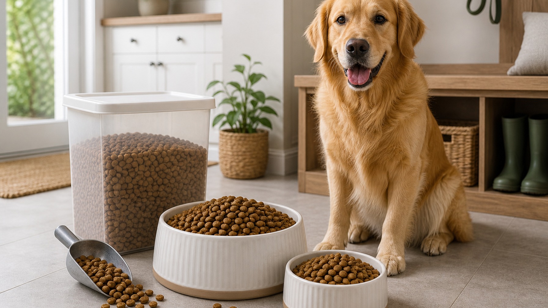 Dry dog food kibble in a bowl representing everyday feeding