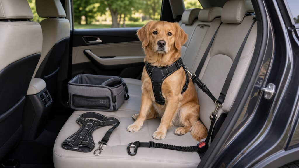 Dog Seat Belt Harnesses hero image for Review Streets