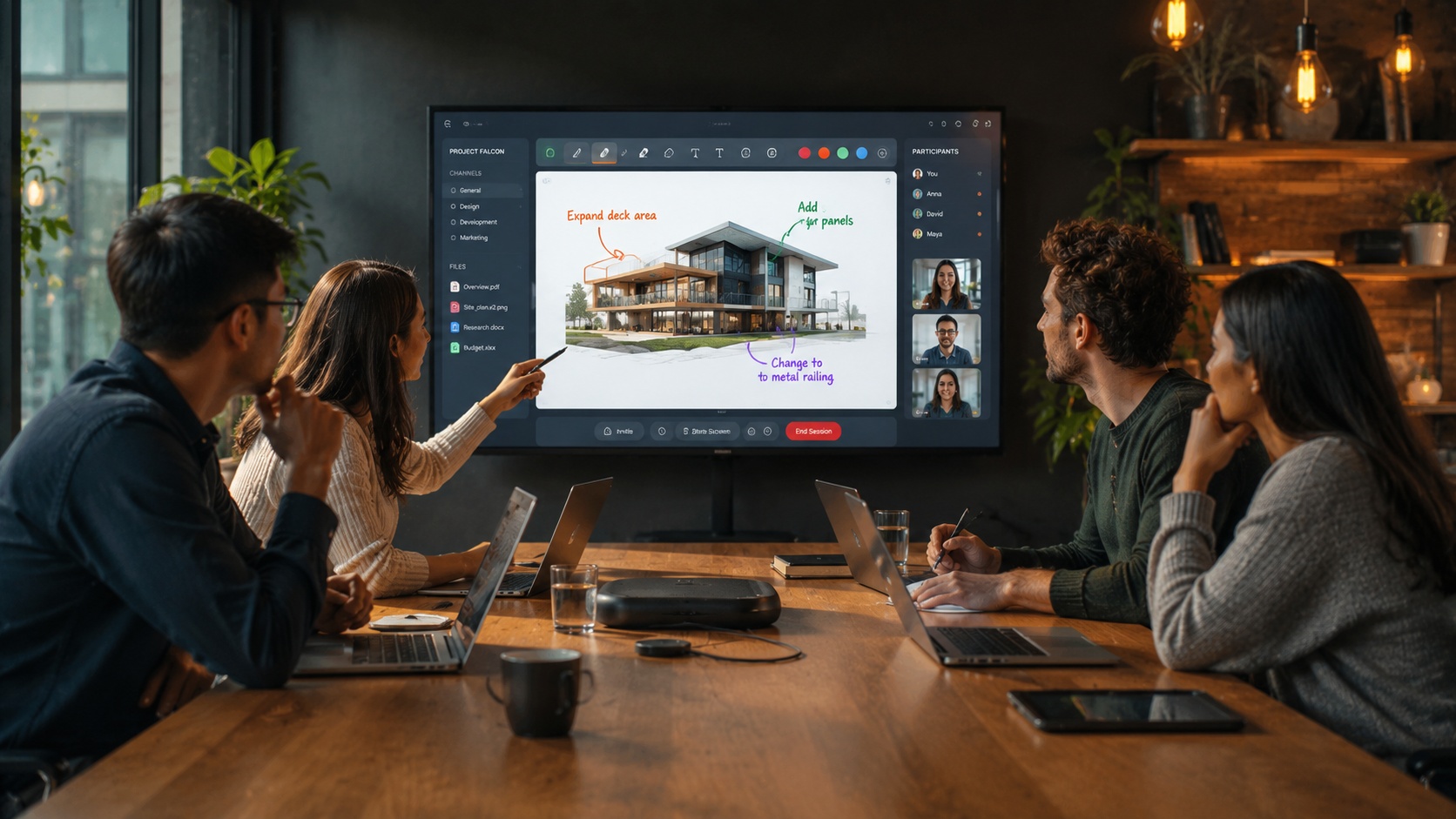 Team collaboration interface representing collaborative screen sharing tools
