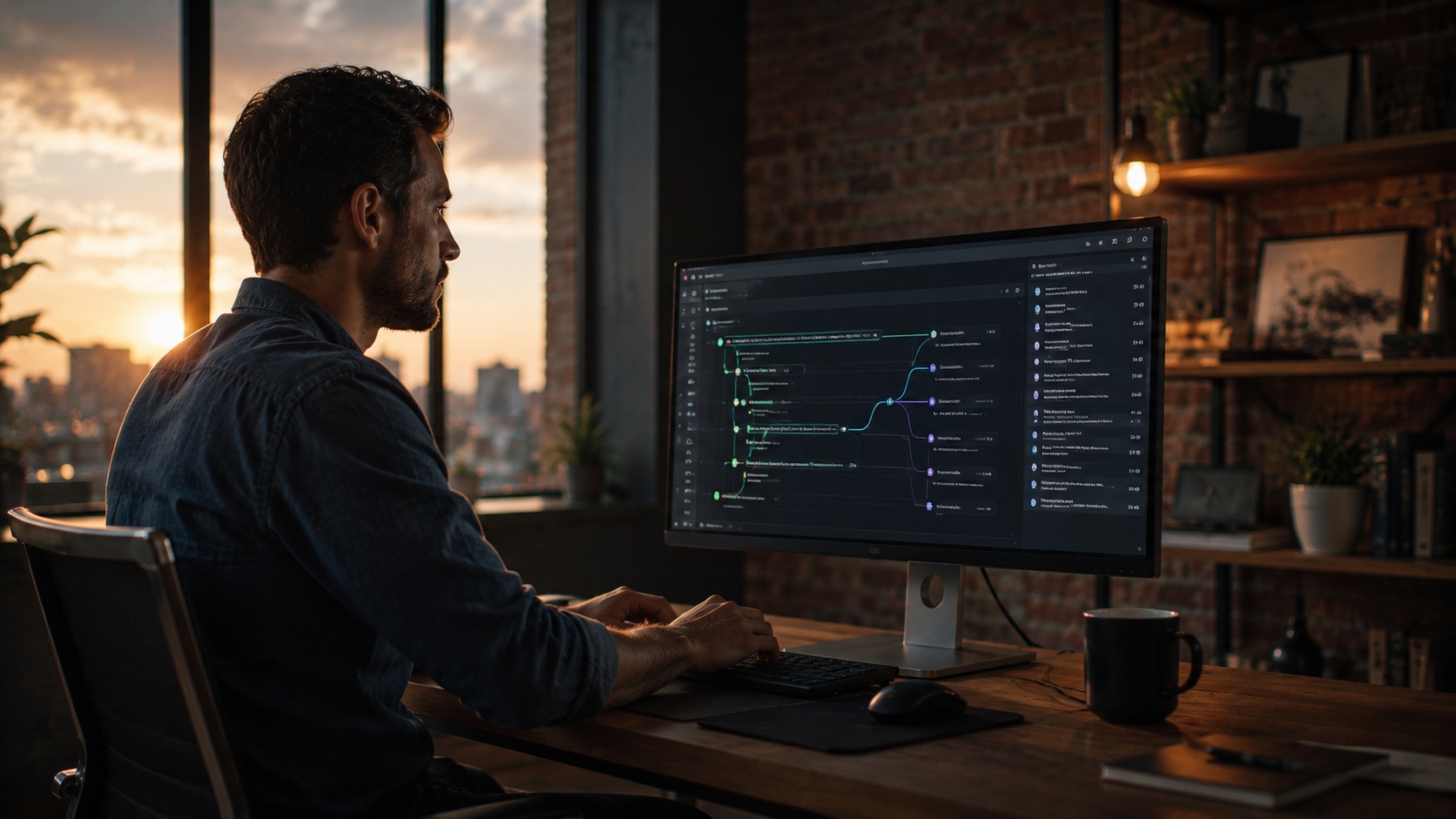 Git client software interface representing Git workflows