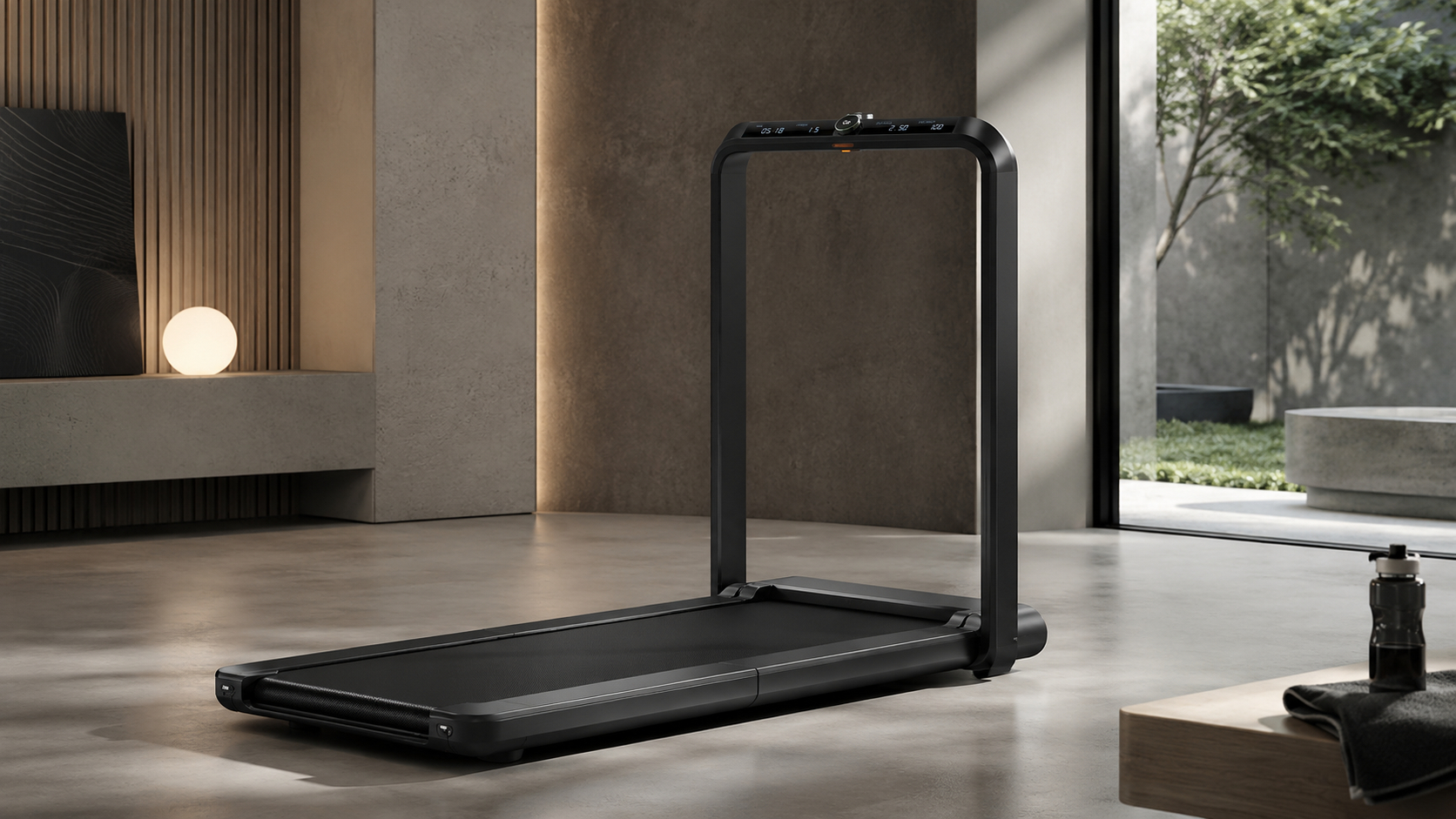 WalkingPad X21 double-fold treadmill in a minimalist apartment