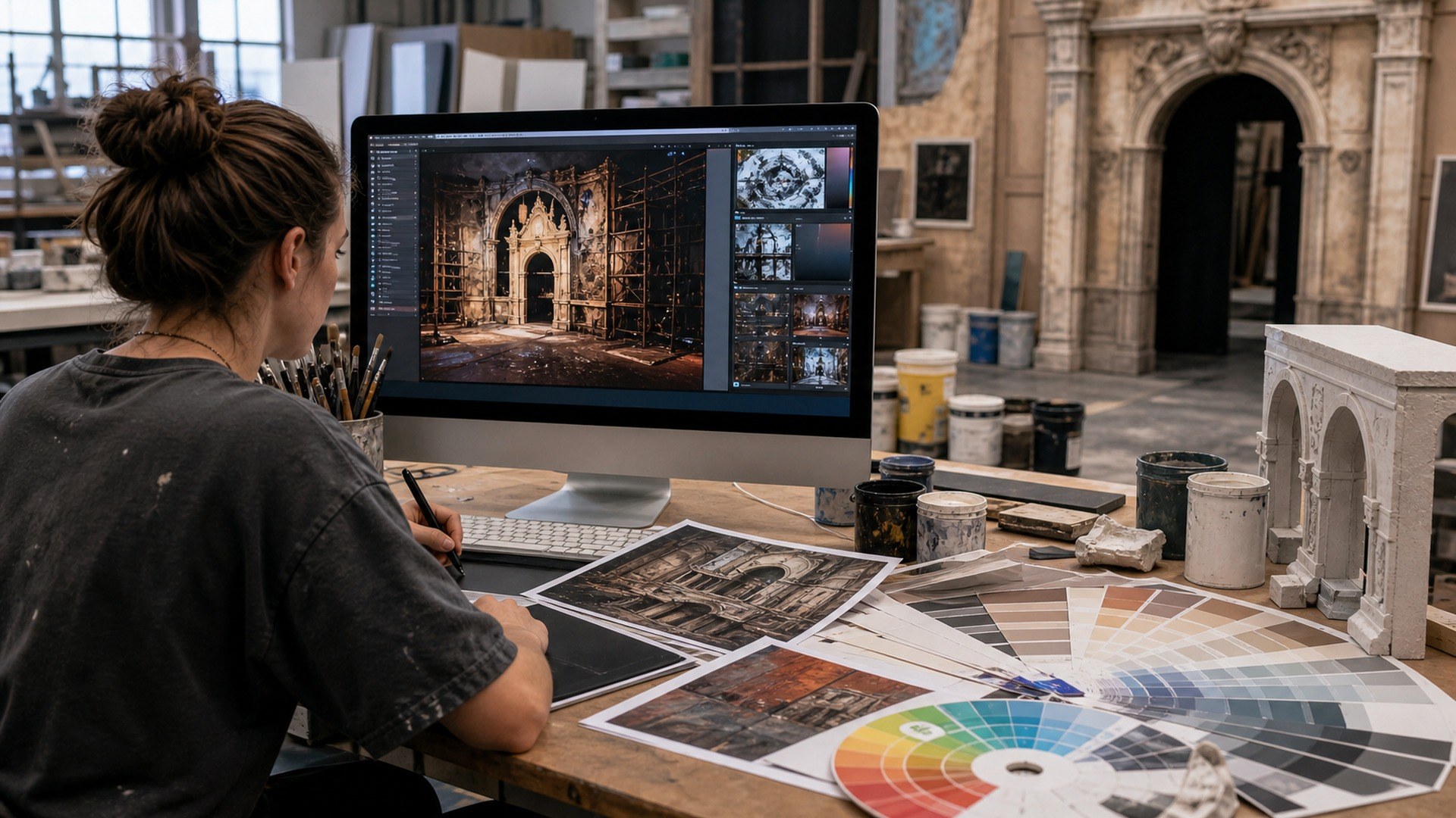Adobe Firefly AI tool concept for scenic fabrication workflows