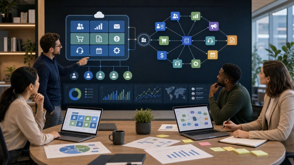 All-in-One Business Platforms vs Best-of-Breed Business Software business comparison image