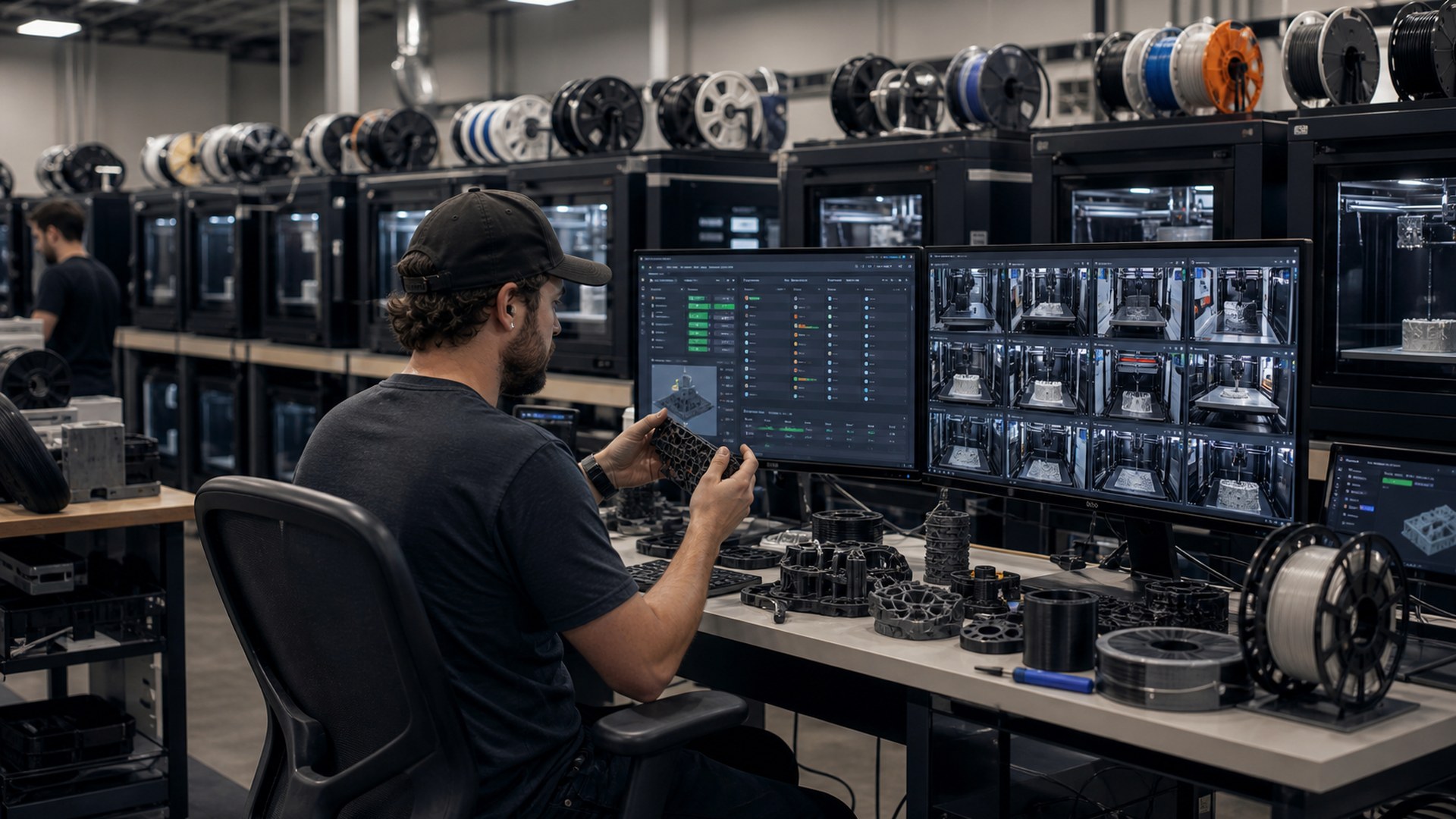 Editorial 16:9 image representing 3DPrinterOS for AI-assisted 3D printing business operations