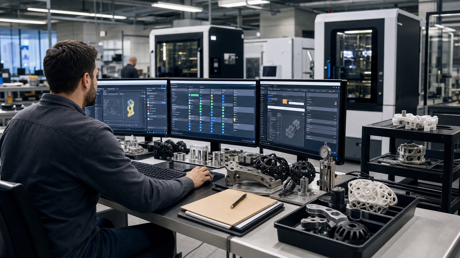 Editorial 16:9 image representing Authentise Flows for AI-assisted 3D printing business operations