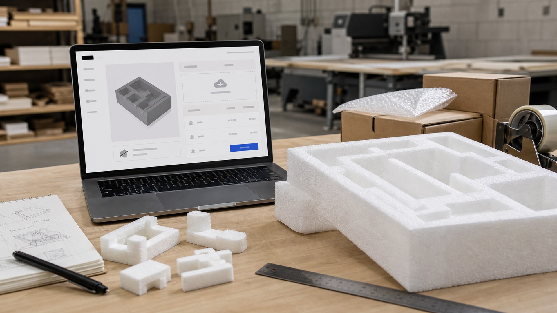Editorial 16:9 image representing DigiFabster for AI-assisted foam fabrication