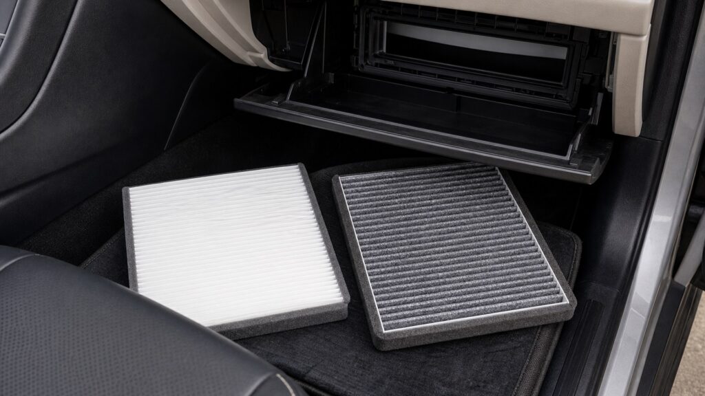 cabin air filters buying guide scene with related filters prepared for HVAC housing filter fit checks