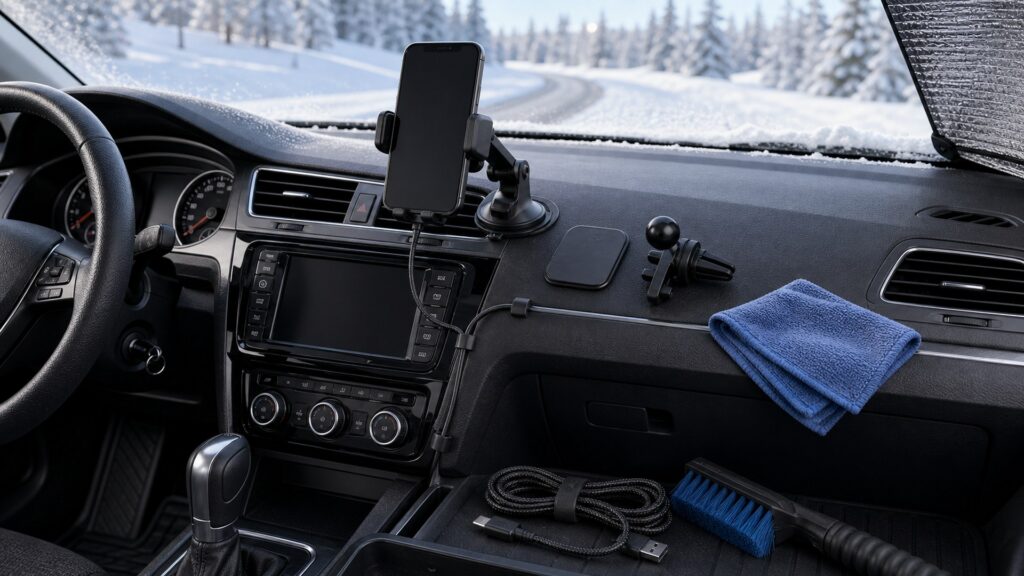 car phone mounts shopping setup for all-weather interior use with practical vehicle-focused details