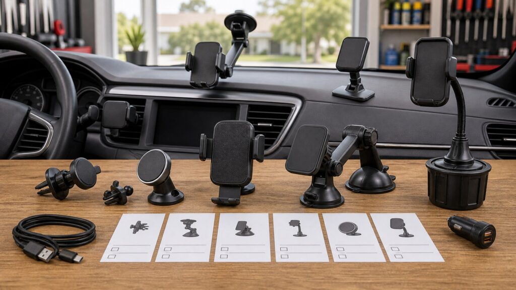 car phone mounts shopping setup for overall selection with practical vehicle-focused details