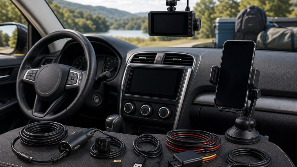 dash cameras shopping setup for road trip technology needs with practical vehicle-focused details